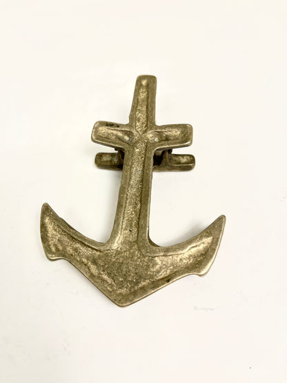 Vintage Brass Anchor Clip: Nautical Desk Accessory