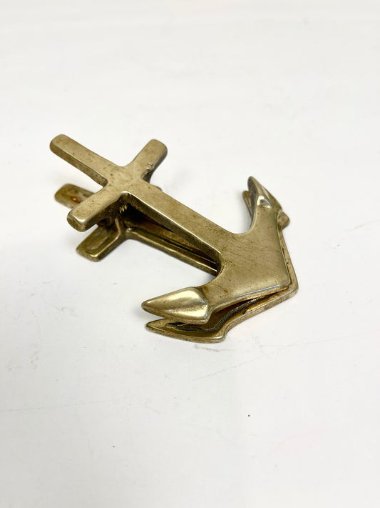 Vintage Brass Anchor Clip: Nautical Desk Accessory