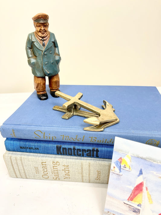 Vintage Brass Anchor Clip: Nautical Desk Accessory