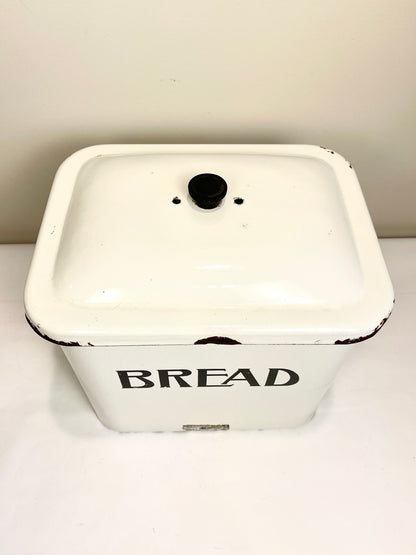 Vintage White Enamel Bread Box