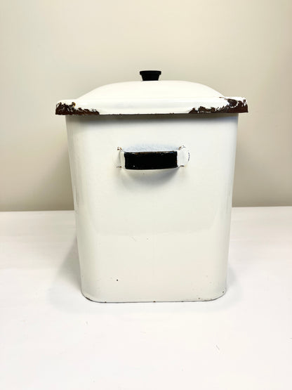 Vintage White Enamel Bread Box