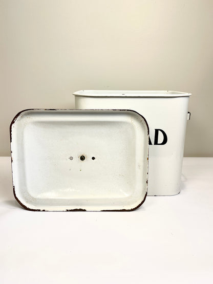 Vintage White Enamel Bread Box