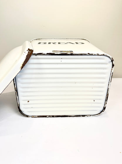 Vintage White Enamel Bread Box