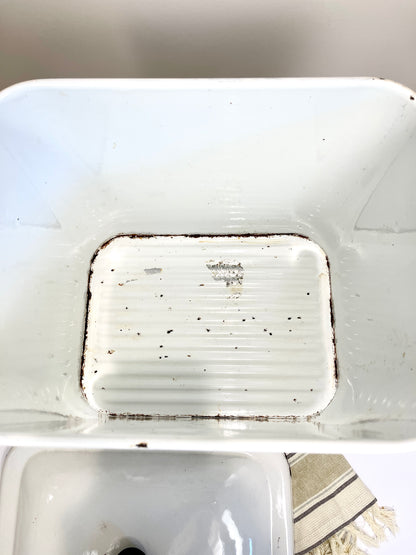 Vintage White Enamel Bread Box