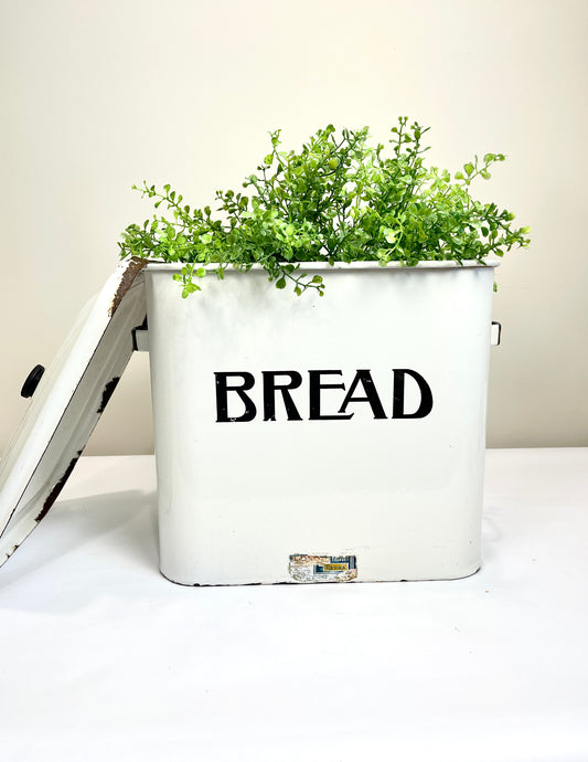 Vintage White Enamel Bread Box