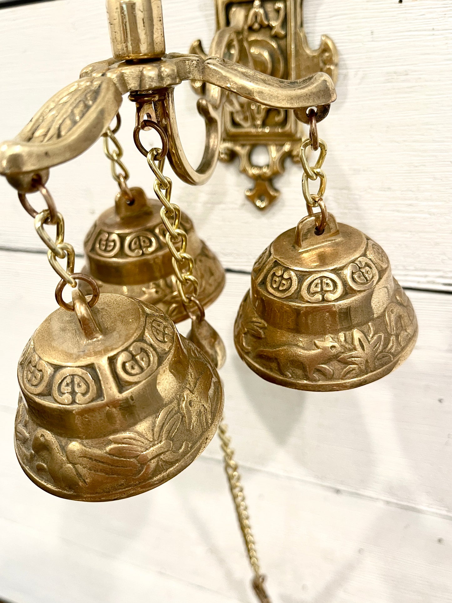 Triple Hanging Brass Bells