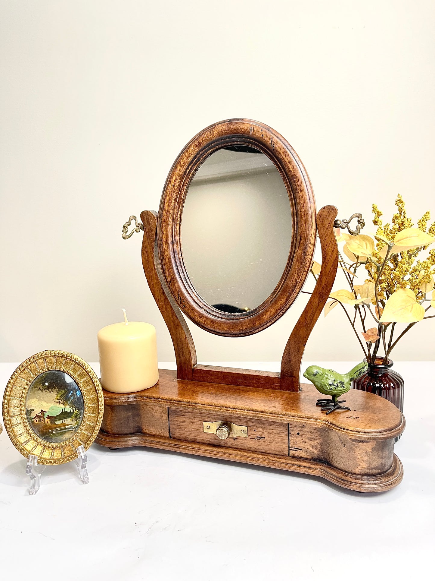 Vintage Tilt Mirror on Stand