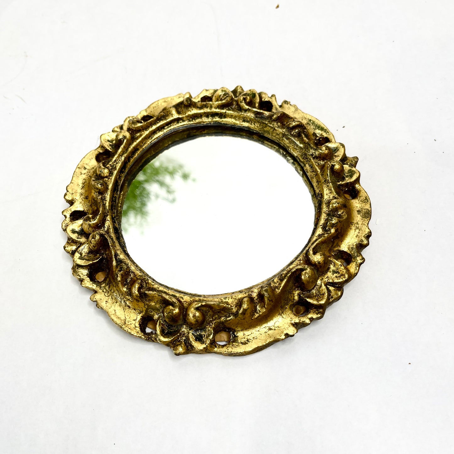 Vintage Round Gold Framed Gilt Mirror - Made in Italy
