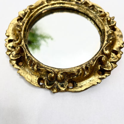 Vintage Round Gold Framed Gilt Mirror - Made in Italy