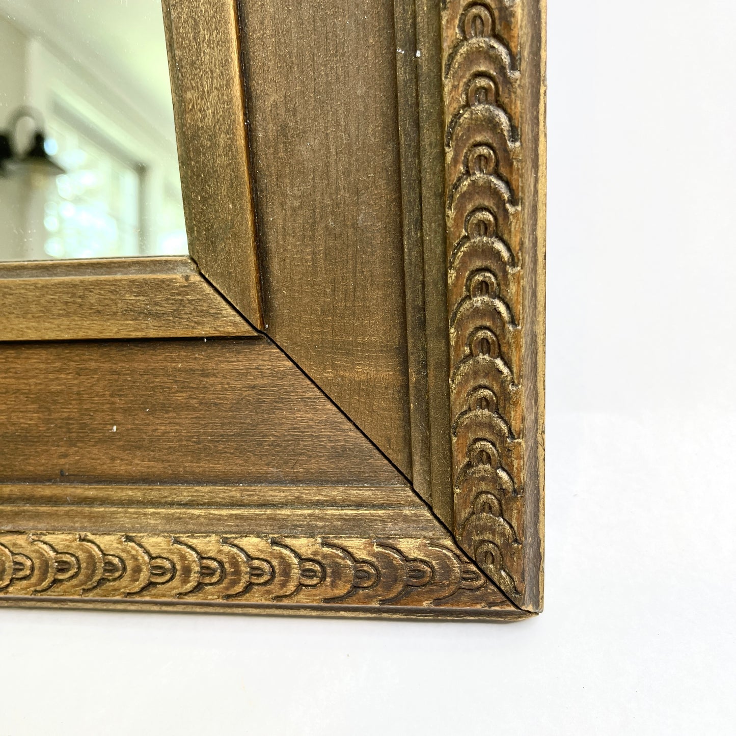 Antique Wood Mirror with Carved Frame