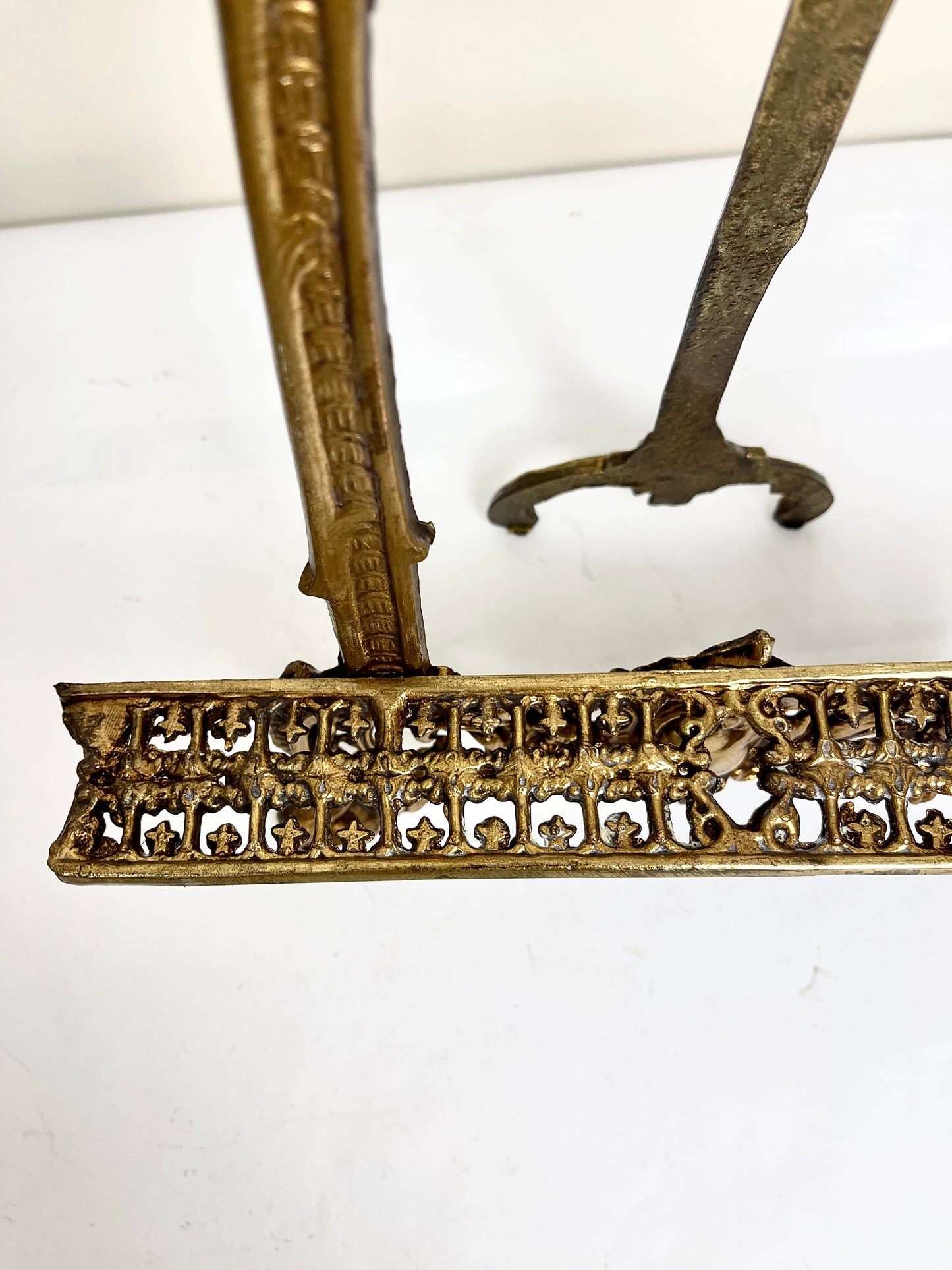 Vintage Brass Folding Ornate Easel - Large