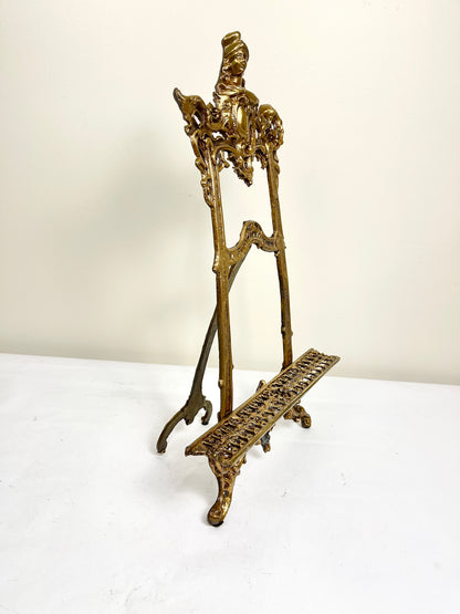 Vintage Brass Folding Ornate Easel - Large