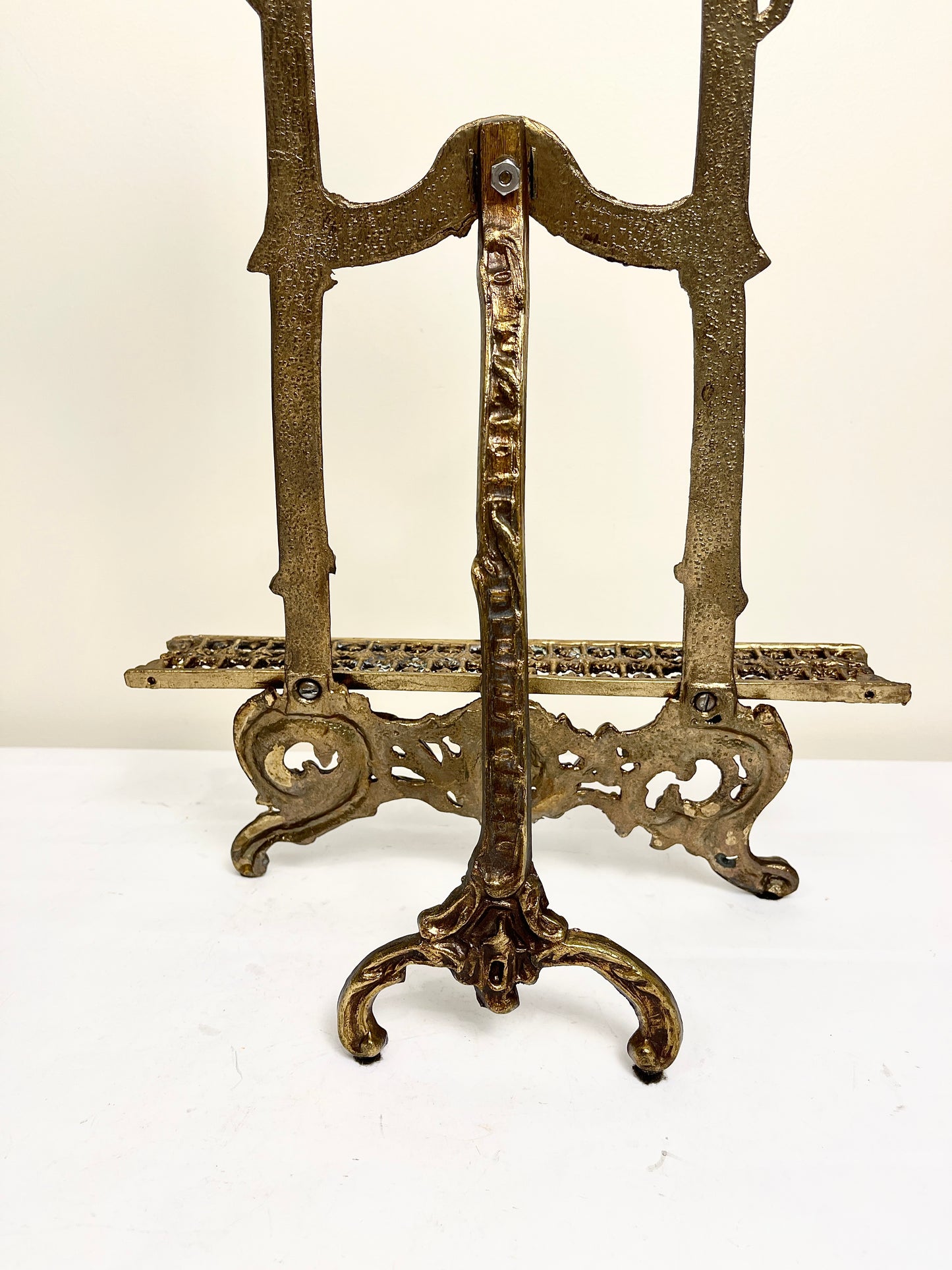 Vintage Brass Folding Ornate Easel - Large