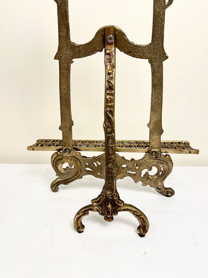 Vintage Brass Folding Ornate Easel - Large