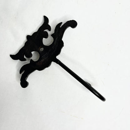 Vintage Wrought Iron Decorative Black Hook