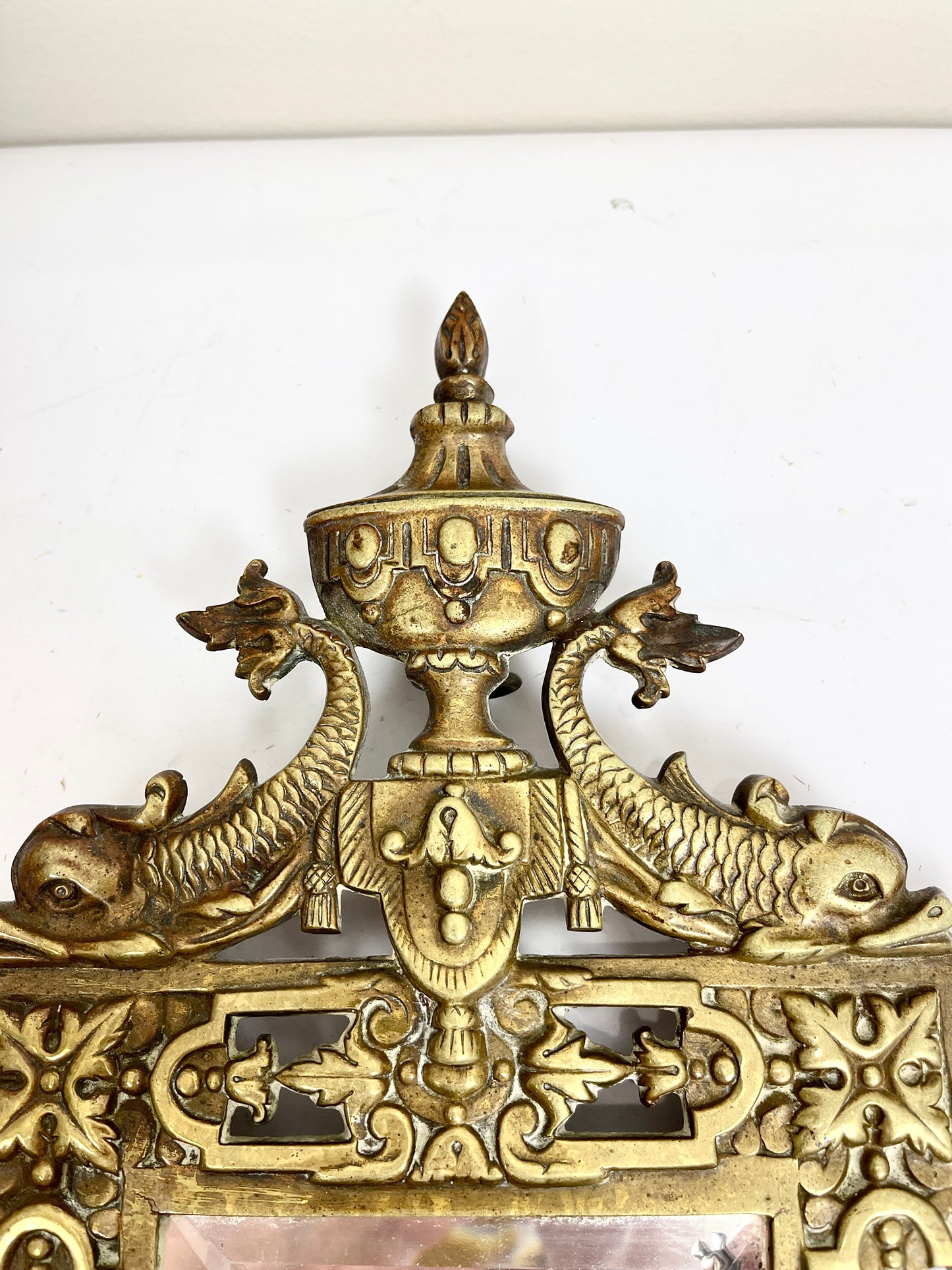 Antique Bronze Mirror with Two Candle Sconces