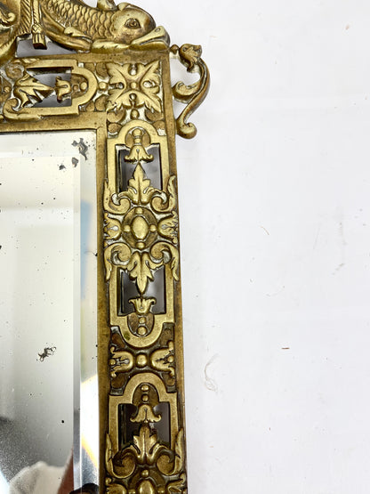 Antique Bronze Mirror with Two Candle Sconces