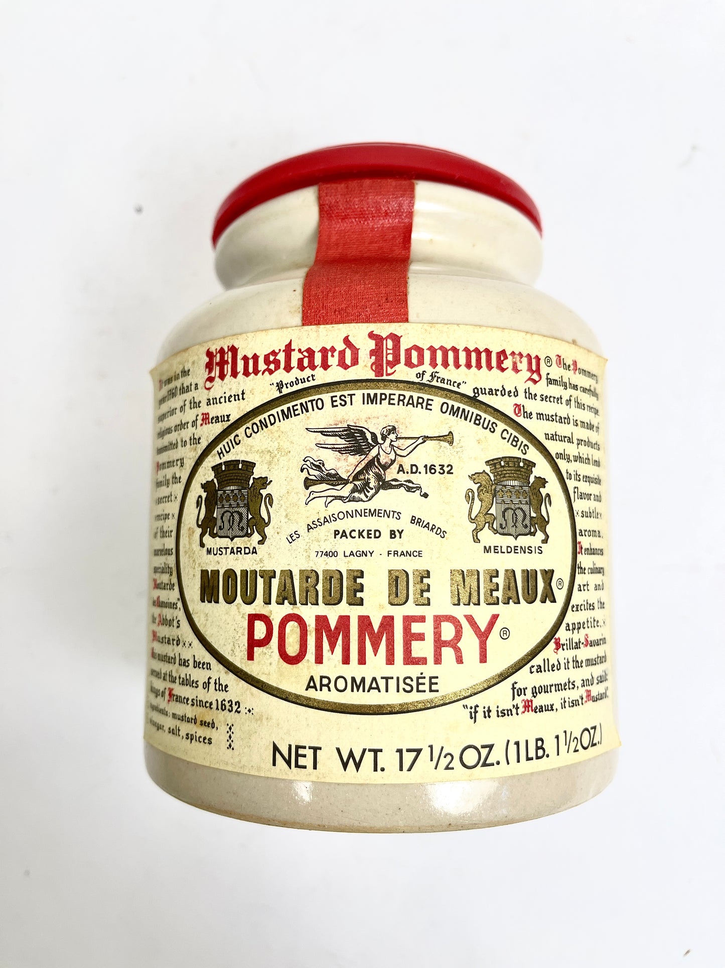 French Stoneware Mustard Crock: Vintage LAB Lagny