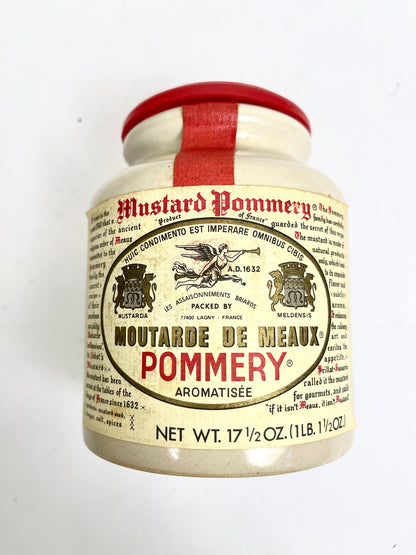 French Stoneware Mustard Crock: Vintage LAB Lagny