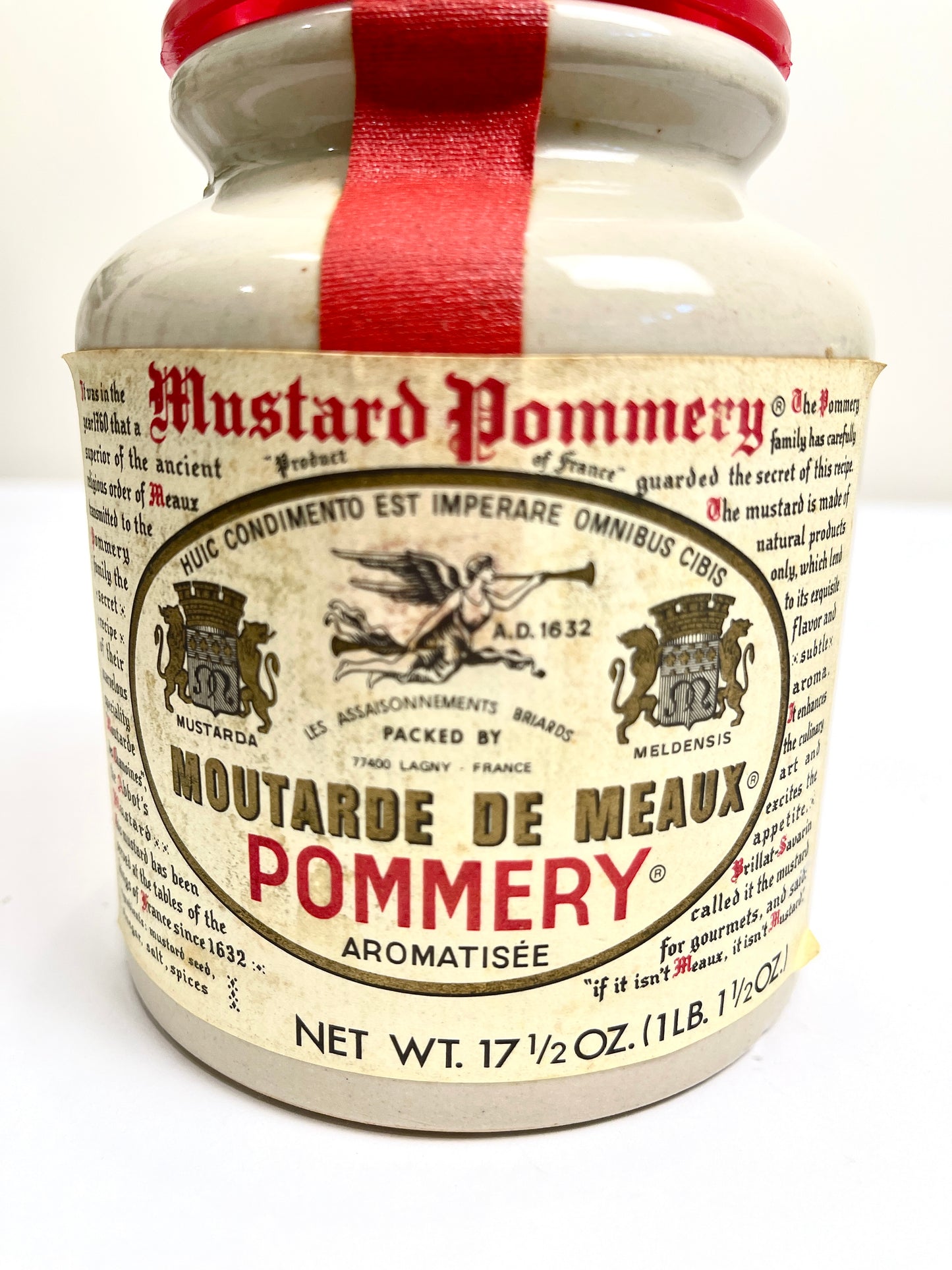 French Stoneware Mustard Crock: Vintage LAB Lagny