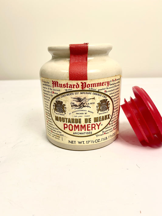 French Stoneware Mustard Crock: Vintage LAB Lagny