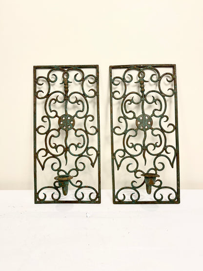 Verdigris Candleholder Pair