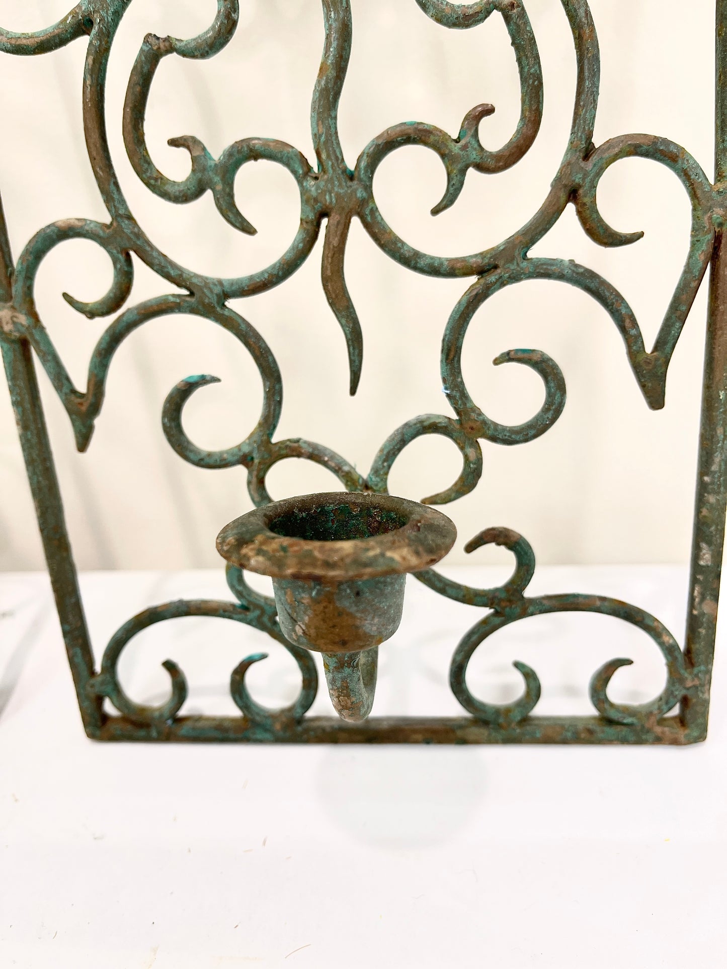 Verdigris Candleholder Pair