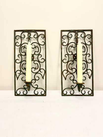 Verdigris Candleholder Pair