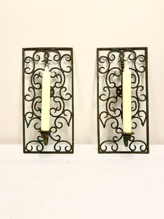 Verdigris Candleholder Pair