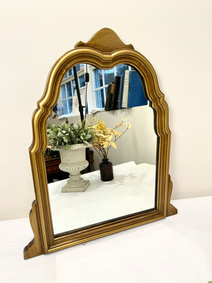 Vintage Gold Wood Mirror: Arch Top