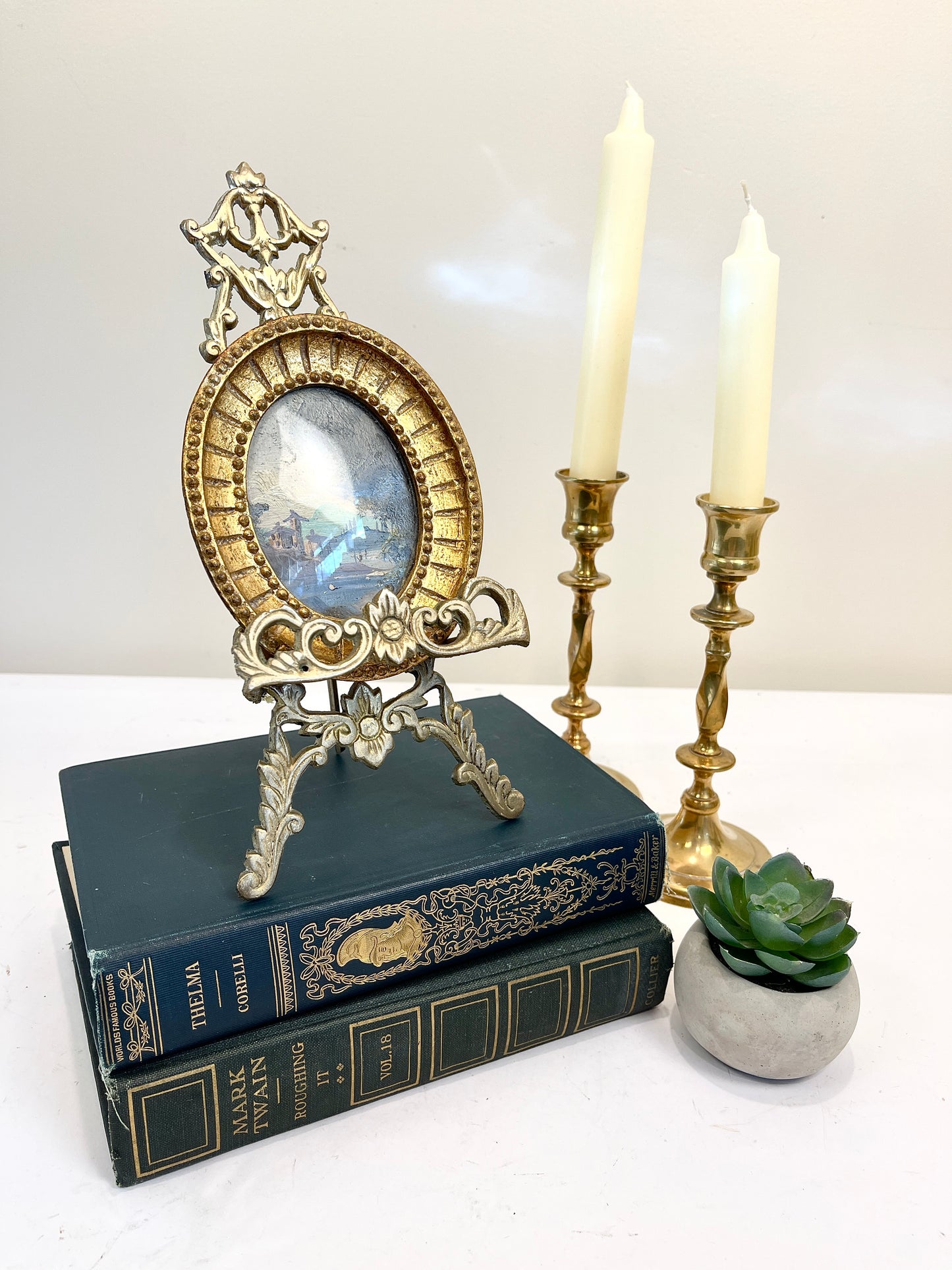 Vintage Brass Folding Ornate Easel