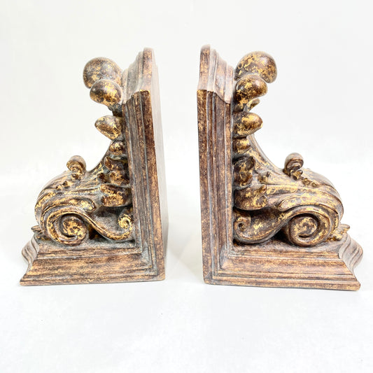 Vintage Bookends - Leaf Scroll Design - Price is for Pair