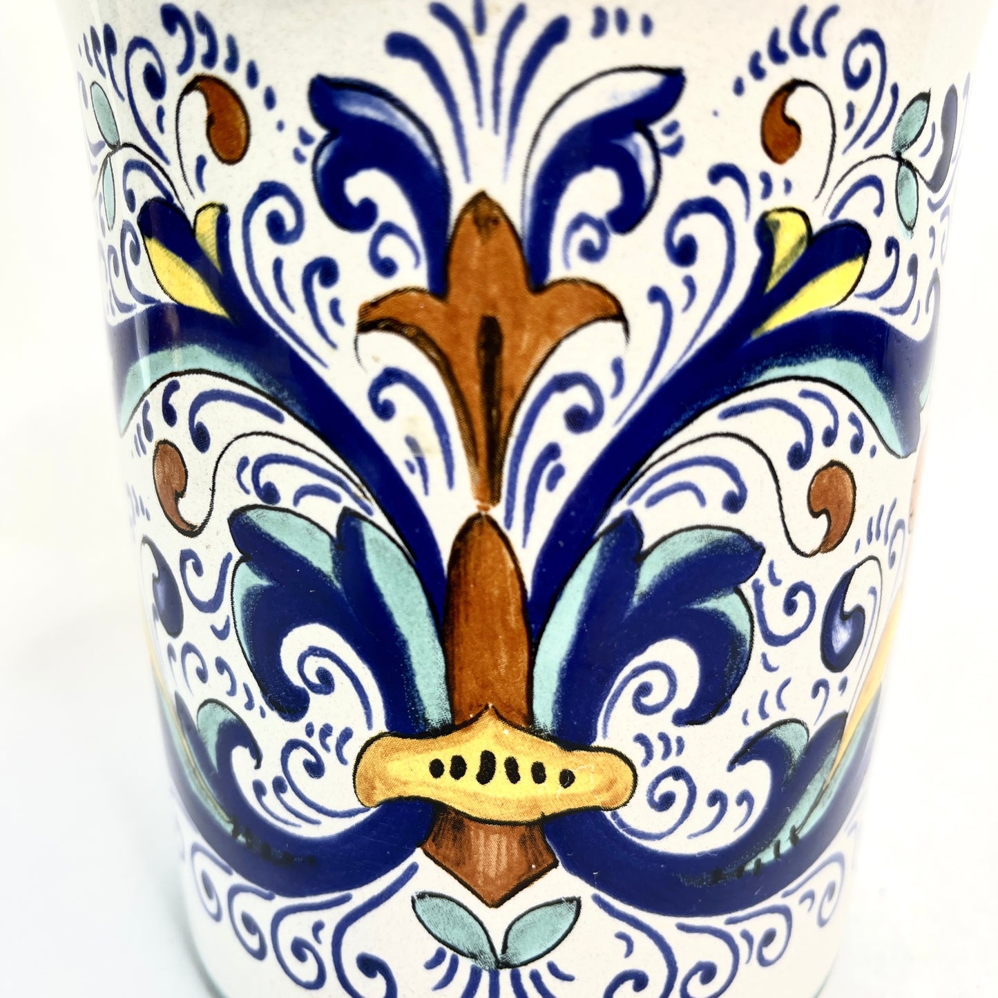 Vintage DeRuta Utensil Holder - Hand painted Italian Pottery