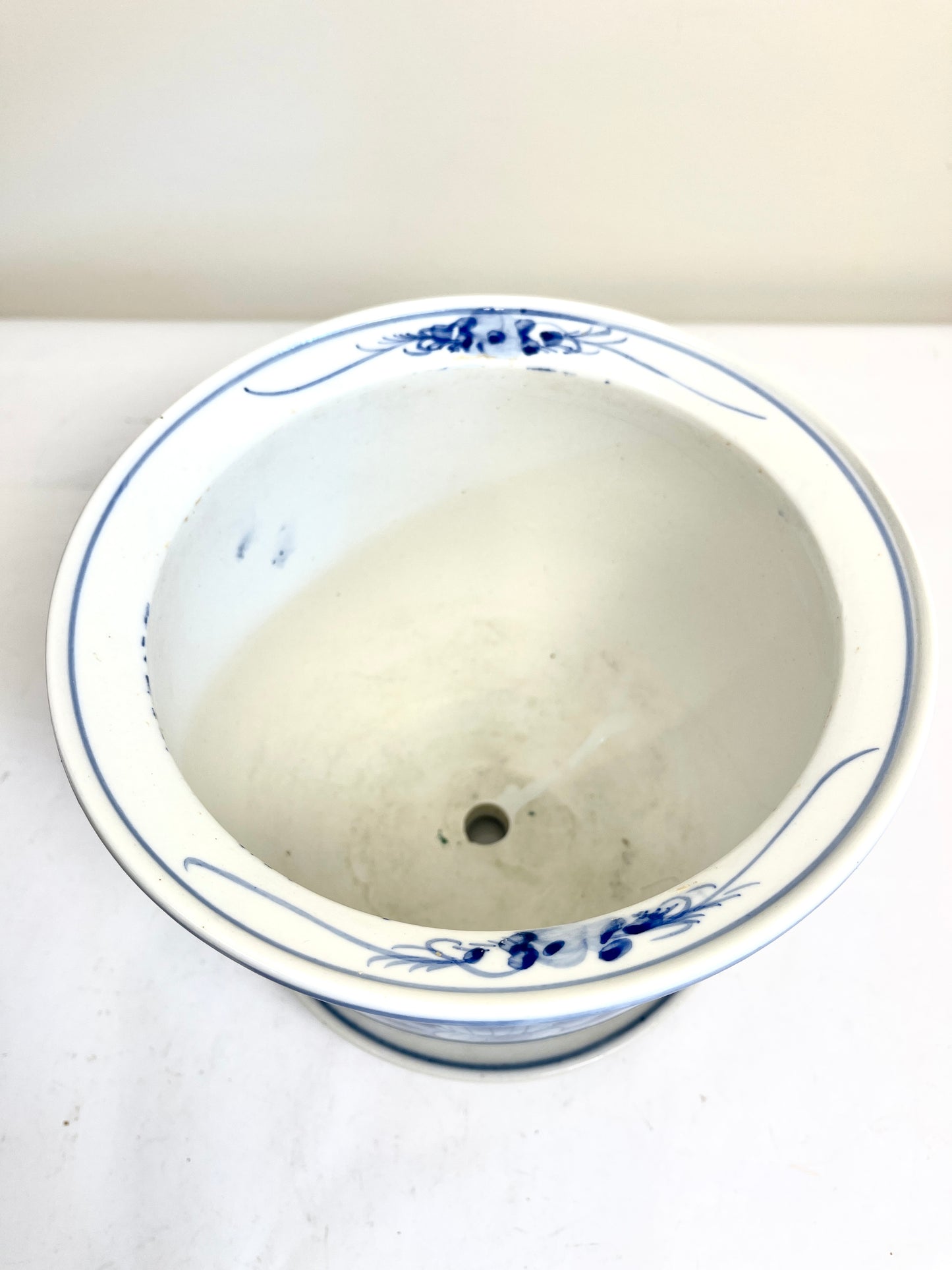 Blue and White Planter with Saucer