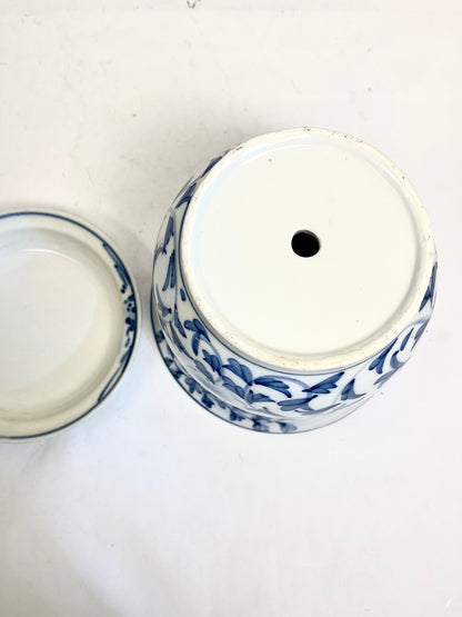 Blue and White Planter with Saucer
