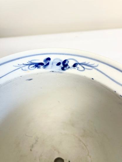 Blue and White Planter with Saucer