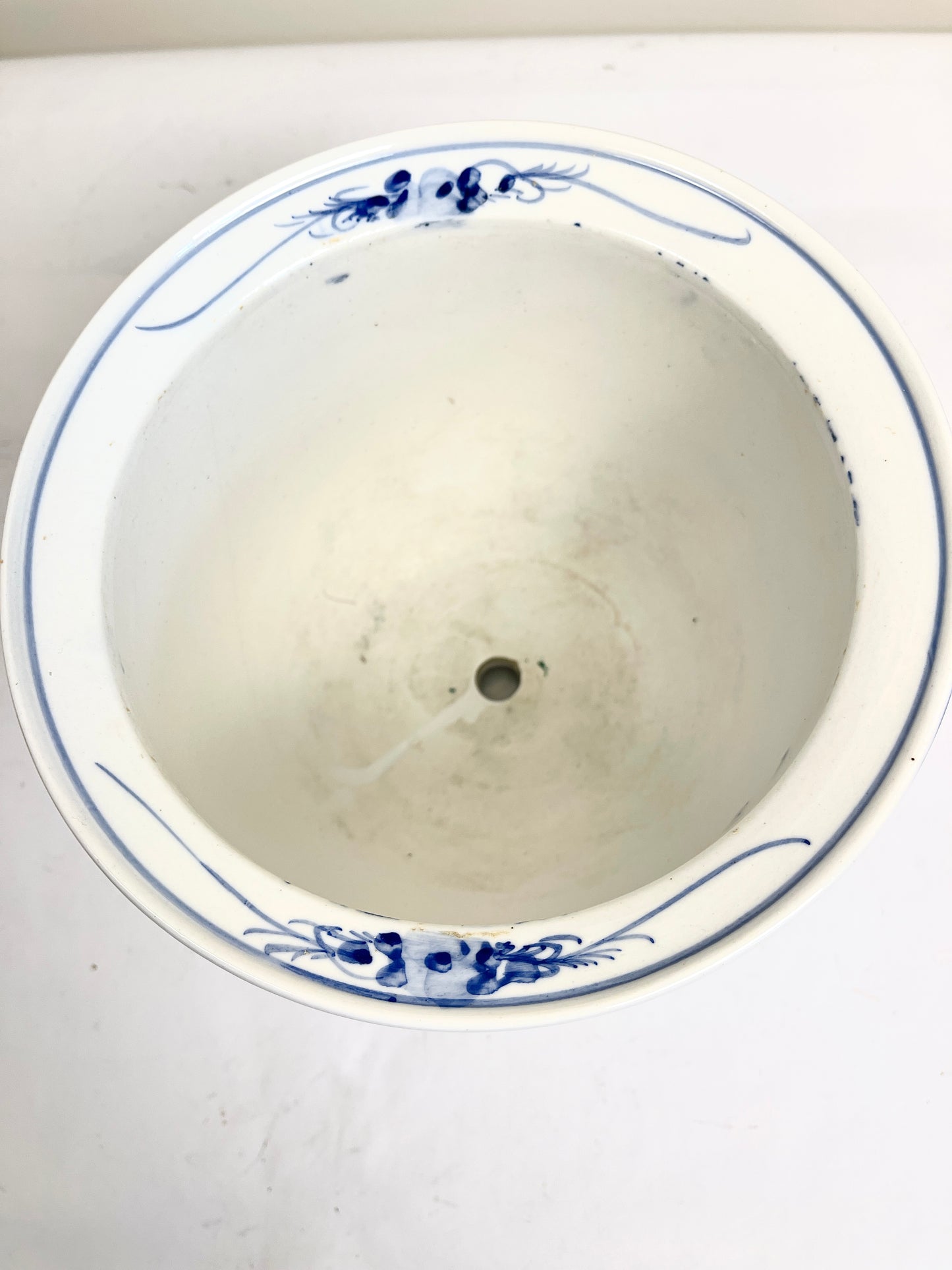 Blue and White Planter with Saucer