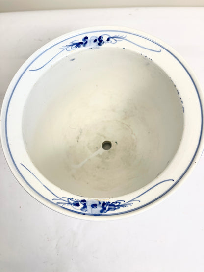 Blue and White Planter with Saucer