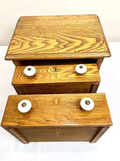 Antique Spool Cabinet: Tabletop Chest