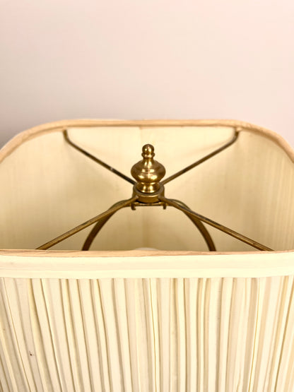 Vintage Peacock and Florals Porcelain Table Lamp with Shade