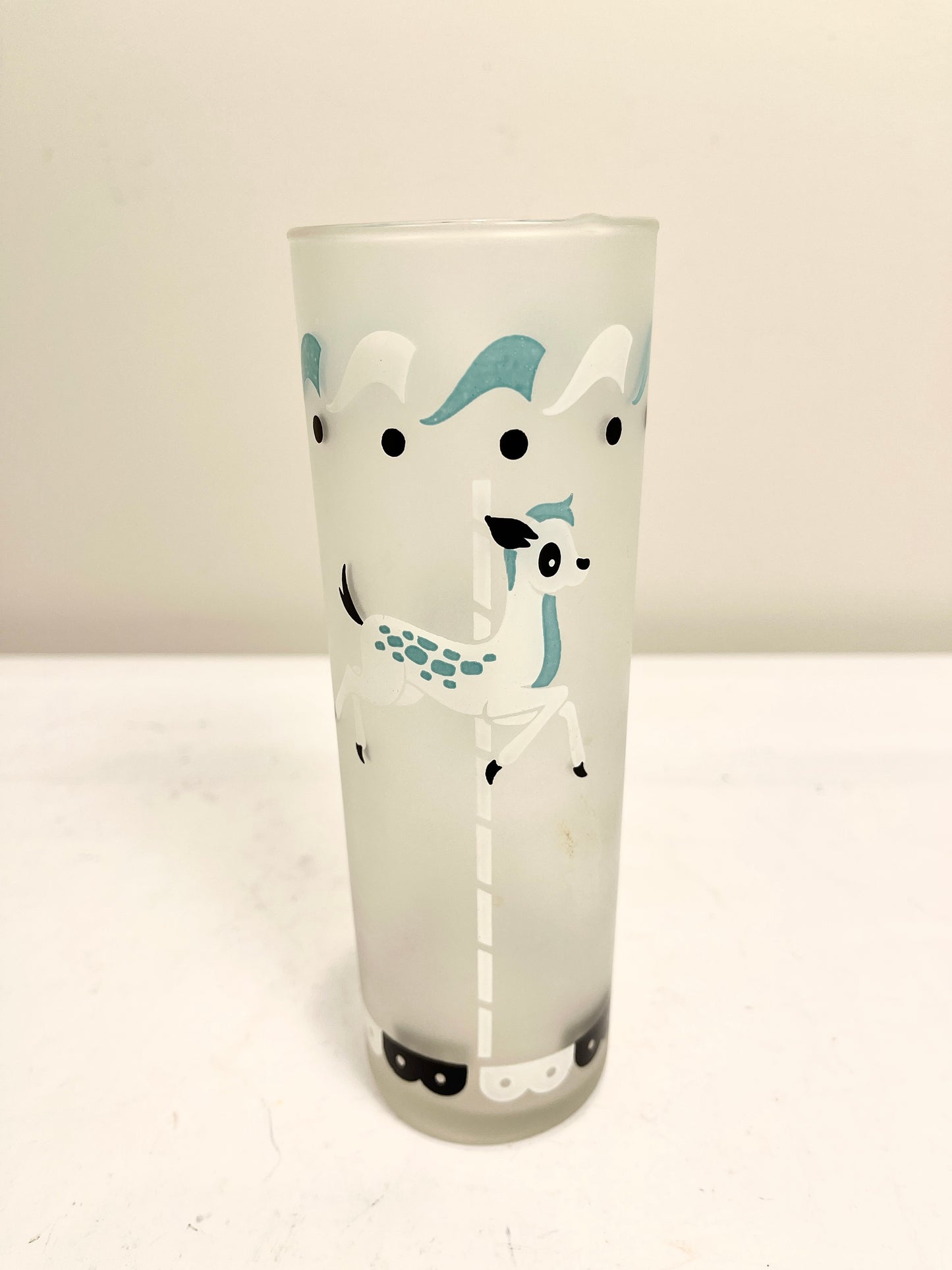 Vintage Libbey Frosted Carousel Glass Set