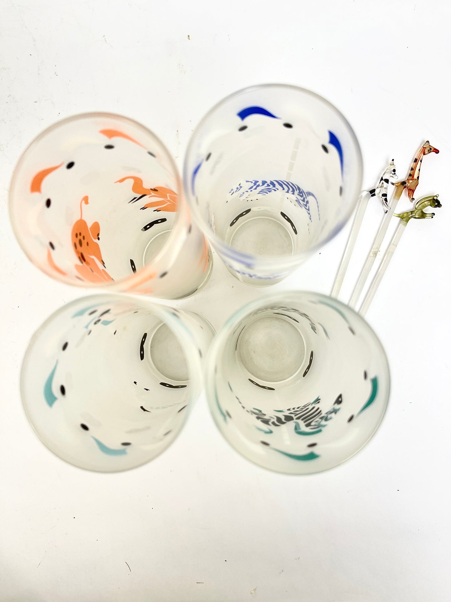 Vintage Libbey Frosted Carousel Glass Set