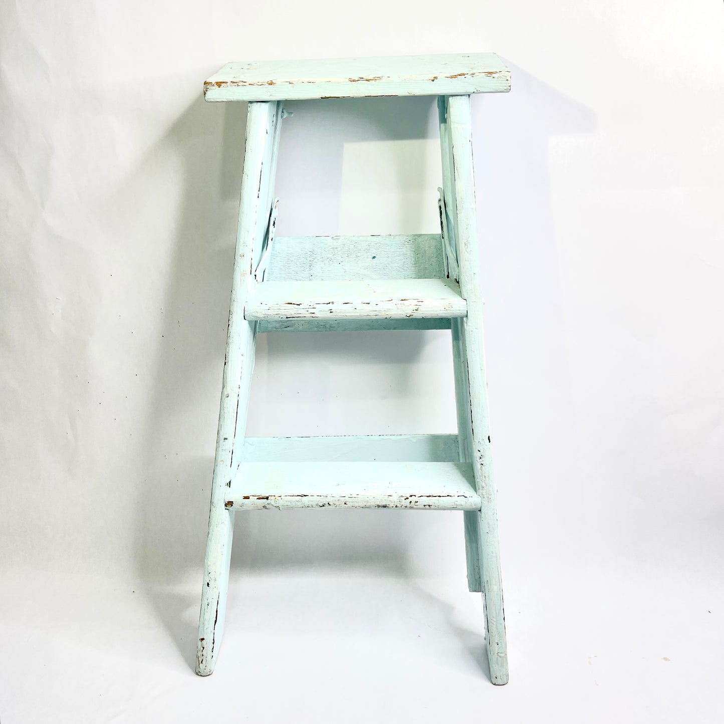 Vintage Chippy Pale Blue Step Ladder Plant Stand