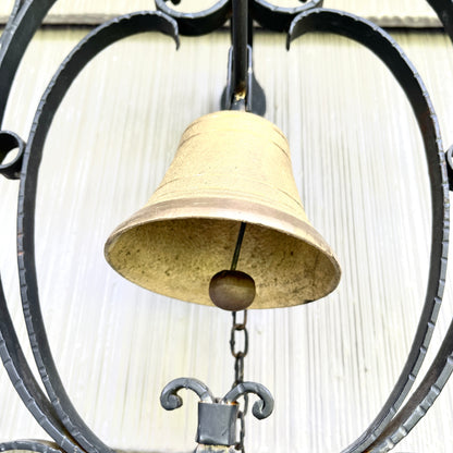 Vintage Cast Iron and Brass Hanging Outdoor Wall Bell