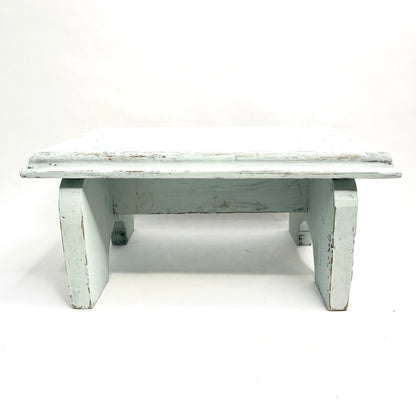 Vintage Chippy Pale Blue Solid Wood Stool