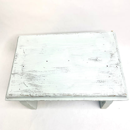 Vintage Chippy Pale Blue Solid Wood Stool