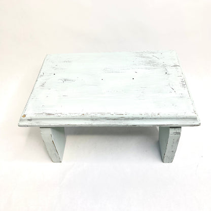 Vintage Chippy Pale Blue Solid Wood Stool