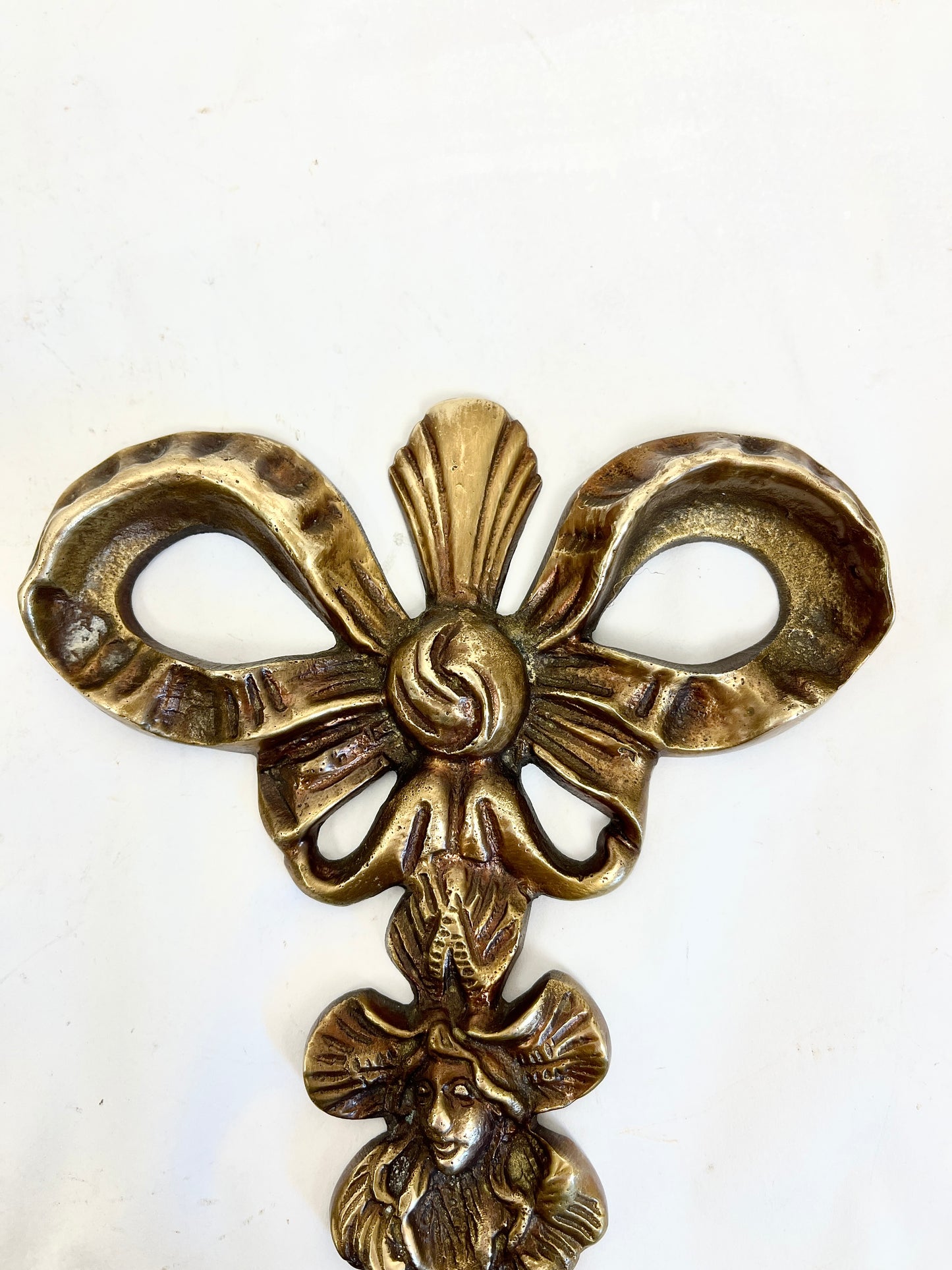 Vintage Brass Candle Sconces: Bow Design