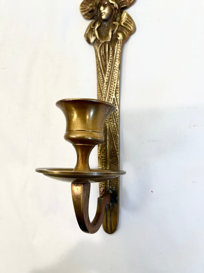 Vintage Brass Candle Sconces: Bow Design