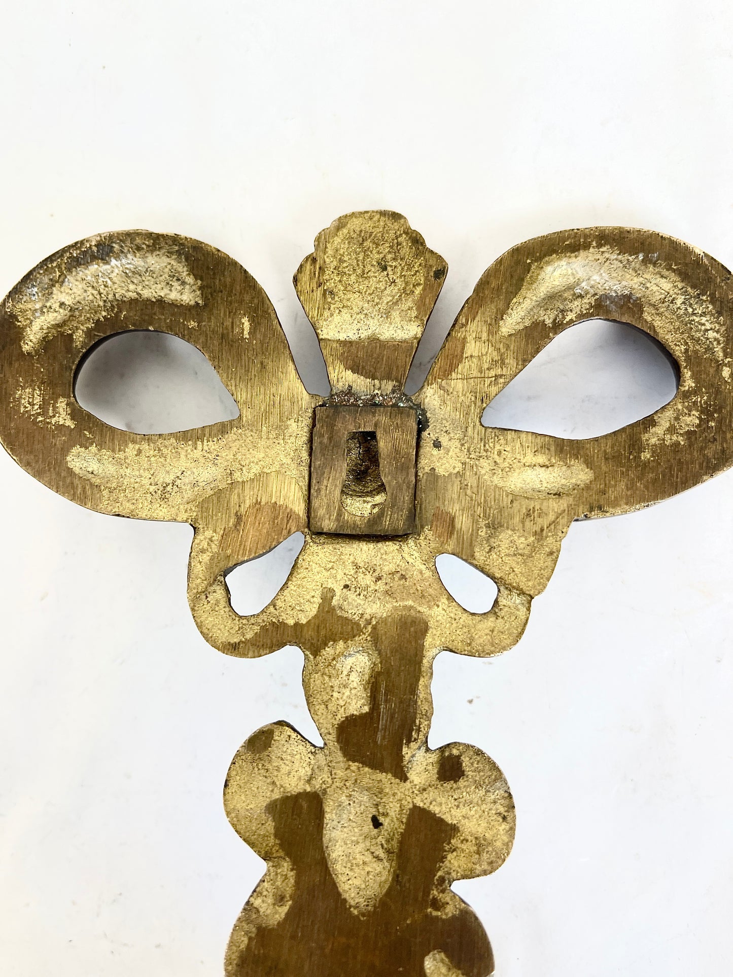 Vintage Brass Candle Sconces: Bow Design